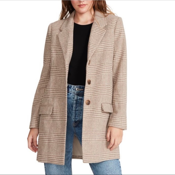 BB Dakota Jackets & Blazers - BB Dakota Tan Plaid Blazer Coat
